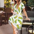 thumbnail image 3 of Goofa Corns Pattern Women Summer Short Sleeve Midi Dress with Pockets Casual Aline Flowy Tshirt Dress Vocation Beach Sundress, 3 of 6