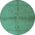 thumbnail image 1 of Ahgly Company Machine Washable Indoor Round Oriental Turquoise Blue Industrial Area Rugs, 6' Round, 1 of 4