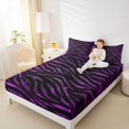 thumbnail image 3 of Homewish Zebra Print Bed Sheets, Black Purple Full Size Sheets, Animal Theme Decor, 4pcs (1 Flat Sheet, 1 Fitted Sheet and 2 Pillowcases), 3 of 6