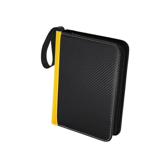 KLKCMS Classeur pour Cartes à Échanger à 9 Pochettes, Support Organisateur à Fermeture Éclair, Classeur de Collection de Cartes, Jaune