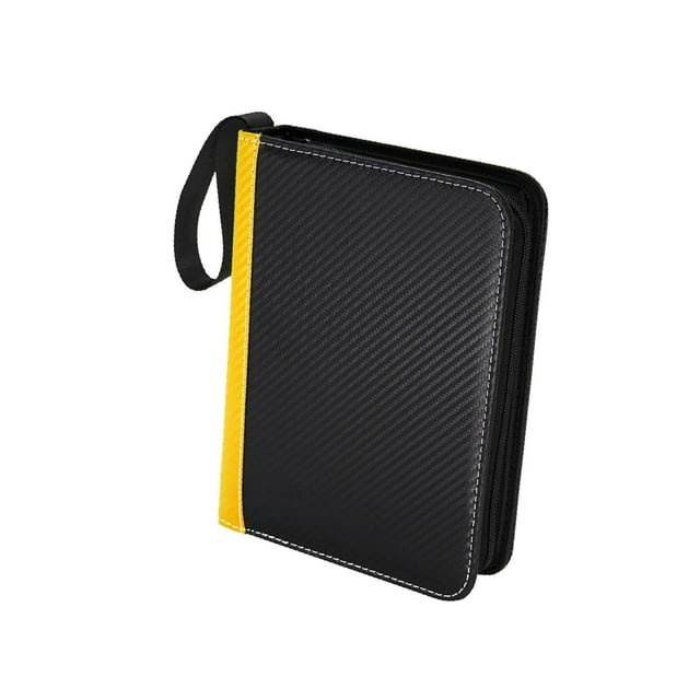 TISHITA 9 Pockets Trading Cards Binder Holder Organizer Zipper Cards Collection Binder yellow