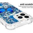 thumbnail image 3 of Slim Fit Phone Case for iPhone 14 Pro (Not 14 Pro Max),Crystal Bling Quicksand Effect TPU Bumper Case with Four Corners Drop Protection Cover for iPhone 14 Pro (6.1),YBDT Blue Butterfly, 3 of 12