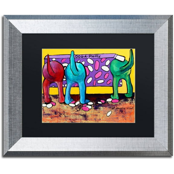 Trademark Fine Art "Dog-A-Plenty" Canvas Art by Pat Saunders-White, Black Matte, Silver Frame