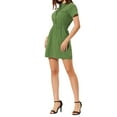 thumbnail image 4 of Allegra K Women's Button Front Half Placket Short Sleeve A-Line Mini Shirt Dress, 4 of 6