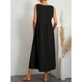 thumbnail image 3 of Women's V Neck Pocketed Midi Dress with Ruched Fit and Size Range ninety five percent polyester and five percent spandex, 3 of 10