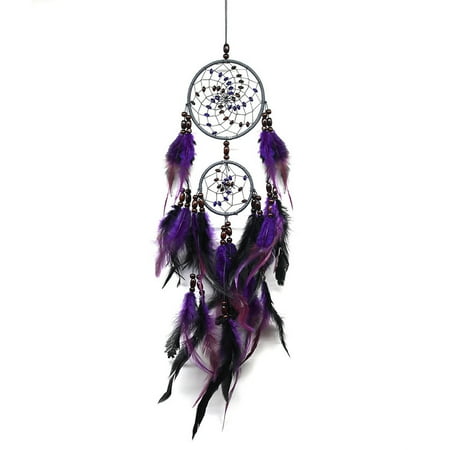 

ECHOYY Handmade Circular With Feather Wall Hanging Decoration Ornament