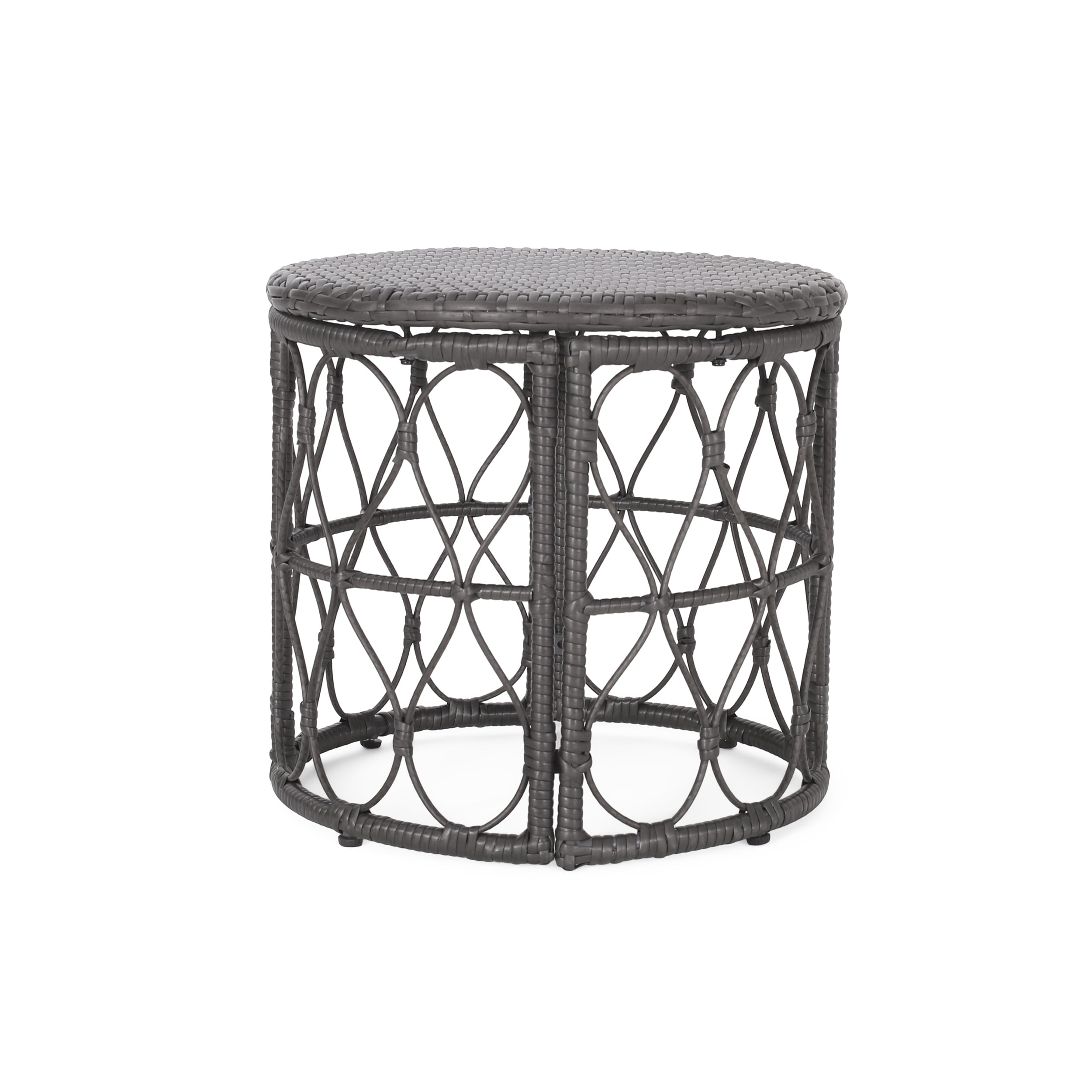 Colmar Outdoor Wicker Side Table, Gray