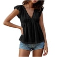 thumbnail image 2 of Ovbmpzd Casual Tops for Women Summer Going Out Black V-Neck Casual Short Sleeve Classic Fit Blouses & Tops Summer Tops for Women Trendy,S, 2 of 6