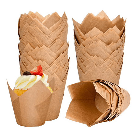 120 Counts Natural Tulip Cupcake Liners for Baking Cups Parchment Paper Muffin Liners Holders Tulip Cupcake Liners Walmart