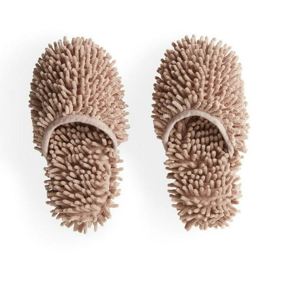 Milageto Floor Cleaning Slippers Multifunction Mop Slippers for Dirt Dust Living Room brown