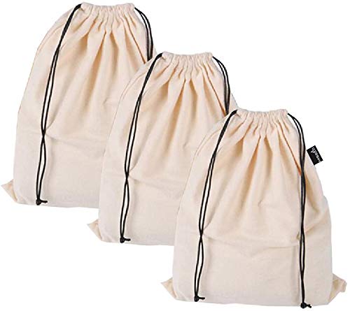 Pack 3 L MISSLO Cotton Breathable Dust-proof Drawstring Storage Pouch Bag