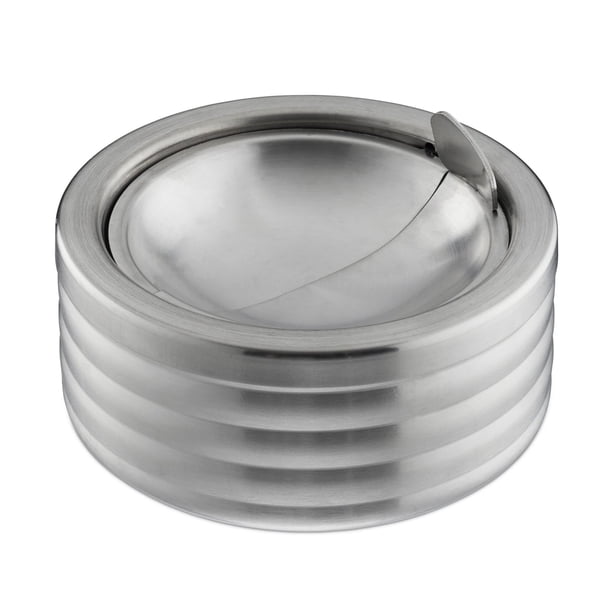 Cenicero de fácil limpieza, resistente al viento, para jardín, balcón, terraza, apartamento, diseño moderno de acero inoxidable, autoextinguible, base antideslizante, compacto para exterior e
