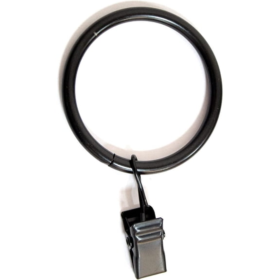 Metal Curtain Rings with Clips Set of 28pcs Black Window Hardware 1.5in Inner Diameter for Suitable 1.25in Curtain Rod, Curtain Wire Hooks Hanging Loop Rings with Clips Curtain Hooks
