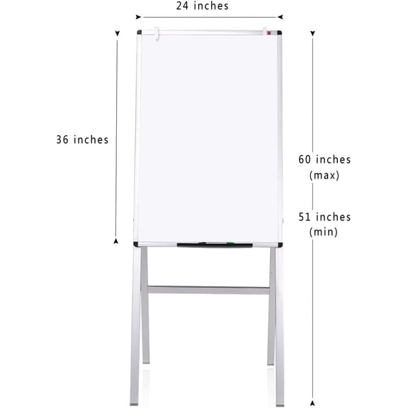 Melamine H-Stand Whiteboard/Adjustable Dry Erase Easel, 24" W x 36" H