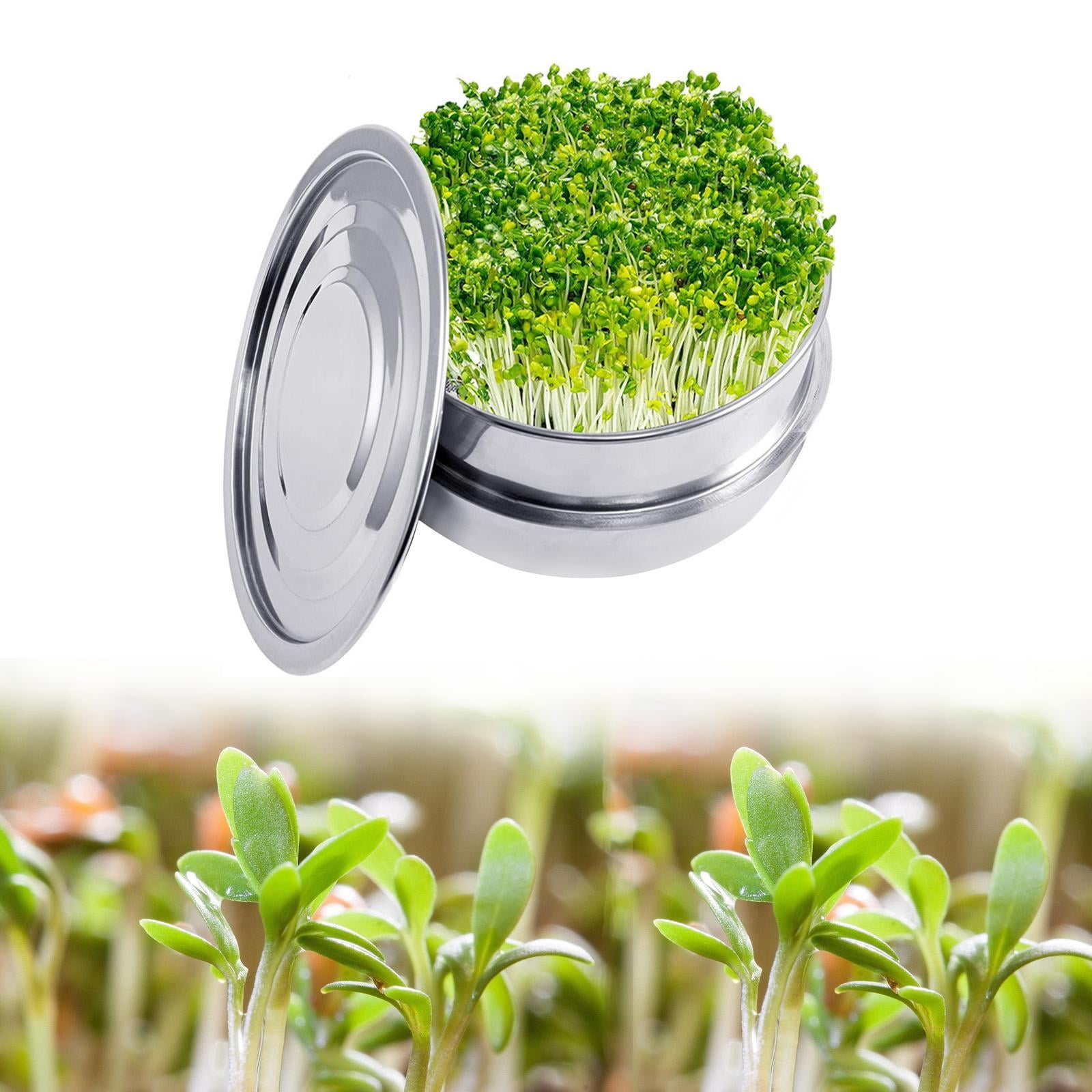 koolsoo Stainless Steel Seed Sprouting Kit,Greens Growing Tray Sprouts Grower,Stackable,8.5in Dia Sprouting Tray for Broccoli Alfalfa 1 mesh plate set