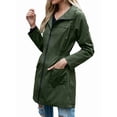 thumbnail image 1 of Chaqueta Impermeable Ligera para Mujer, con Capucha, Mangas Largas y Cremallera, para Actividades Al Aire Libre Verde Oscuro L, 1 of 9