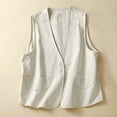 thumbnail image 2 of Lovskoo Women's Casual Cotton Linen Blazer Vest Vintage Sleeveless Open Front Cardigan V-Neck Blazer Waistcoat Tops Beige, 2 of 5