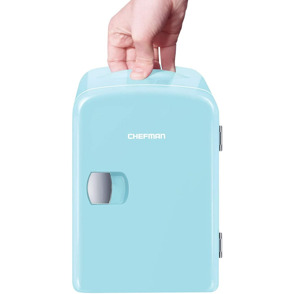 Chefman Mini Portable Blue Personal Fridge Cools Or Heats & Provides