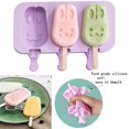 thumbnail image 2 of Máquina para hacer helados, Conejo - Molde para helado - Molde para paletas de helado de jugo congelado de silicona de 3 celdas con mini molde para paletas - Con 50 palitos de madera Máquina para hace, 2 of 5