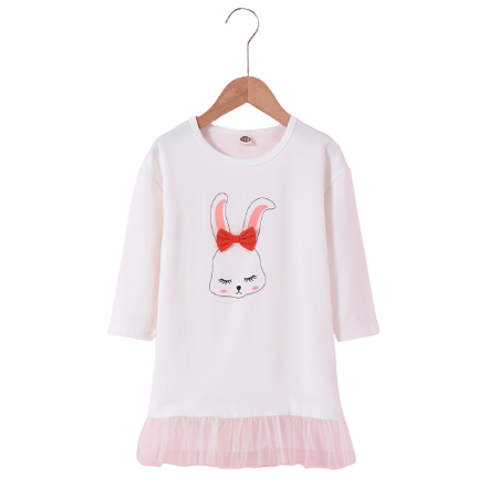 

Mikrdoo Baby Girls Dress Rabbit 4Y Toddler Girls Long Sleeve Winter One Piece Sun Dress White 4-5 Years