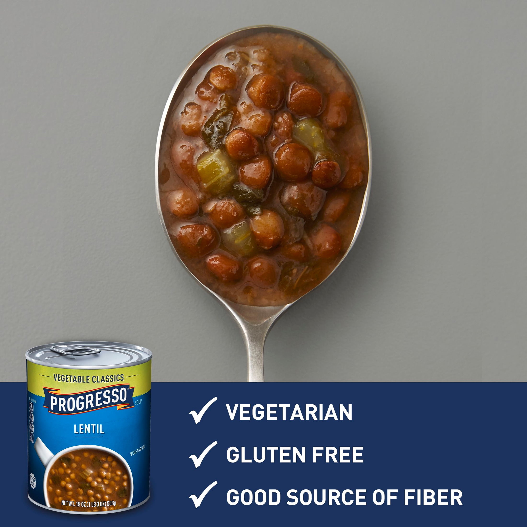 (2 pack) Progresso Lentil Soup, Vegetable Classics Canned Soup, Gluten Free, 19 oz