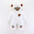 thumbnail image 2 of Baby Fleece Jumpsuit White Onesie Baby Long Sleeve Button down Jumpsuit Infant Bear Hooded Onesie Baby Snow Suit Baby Boy Onesies 1-3 months, 2 of 3