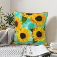 thumbnail image 6 of Kll Yellow Sunflowers With Green Leaves Decorative Throw Pillow Covers Velvet Soft For Couch Sofa Bedroom Living Room Outdoor -20"X20", 6 of 8