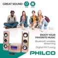 thumbnail image 3 of Sistema de estantería estéreo Philco Compact CD con Bluetooth Rose Gold, 3 of 8