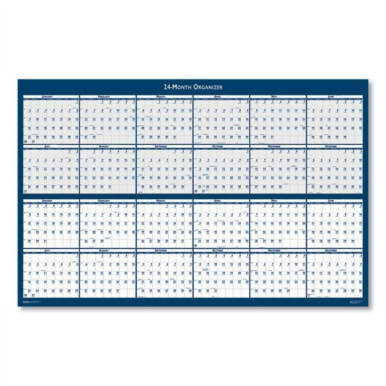 Reversible/Erasable 2 Year Wall Calendar, 24 x 37, Light Blue/Blue/White Sheets, 24-Month (Jan to Dec): 2024 to 2025 Reversible/Erasable 2 Year Wall Calendar, 24 x 37, Light Blue/Blue/White Sheets, 24-Month (Jan to Dec): 2024 to 2025