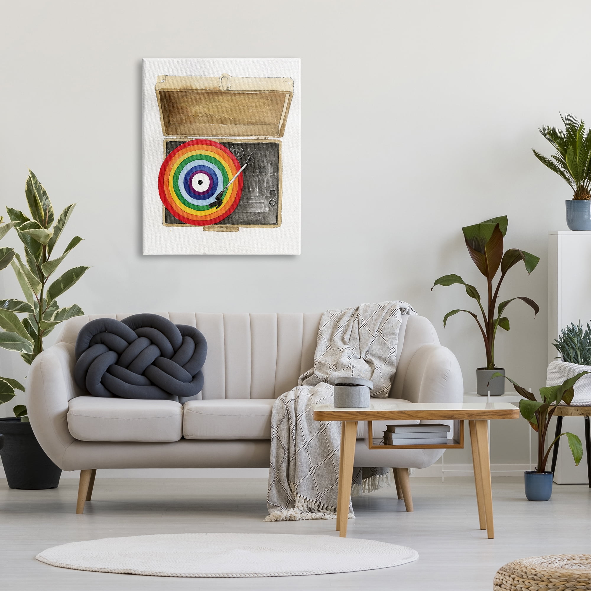 Stupell Industries Rainbow Record Player Performing Arts Painting Gallery Wrapped Canvas Art Print Wall Art, 30 x 40