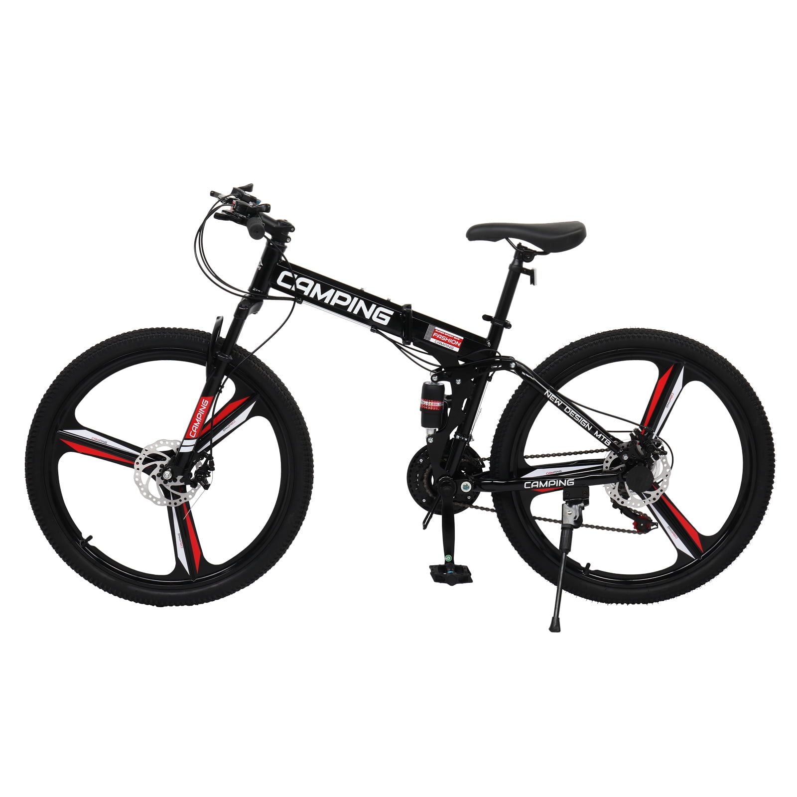 Foldable Mountain Bike 26in 150kg 21-Speed Shimano Variable Speed High Carbon Steel Land Rover Tri-Knife Wheels Black