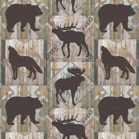 David Textiles Cotton Precut Moose Bear Fabric 1 yd X 44"