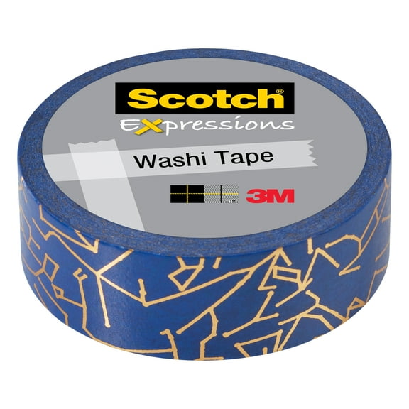 3M Expressions Washi Tape, .59" x 275", Gold Constellation
