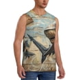 thumbnail image 2 of Kdxio Wood Grain Shark for Men's Muscle T-shirt,Sleeveless for Workout Running Athletic Gym Lounge Casual, 2 of 5