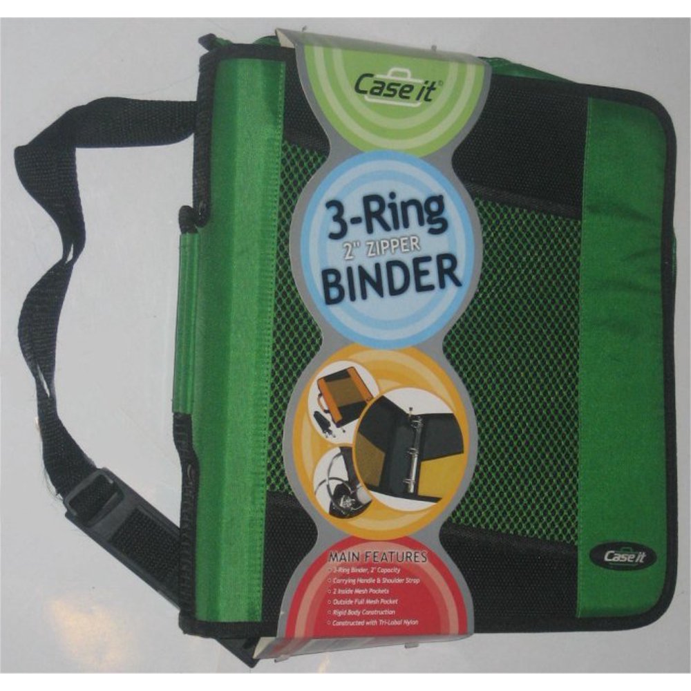 Case It 3Ring Messenger 2inch Zipper Flip Up Velcro Organizer Handle