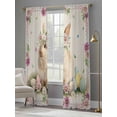 thumbnail image 4 of Easter Cute Bunny Sheer Curtains 84 Inch Length 2 Panels Set Window Treatments, Eggs Spring Daisy Flowers Vintage Rod Pocket Semi Curtains for Living Room/Bedroom/Kitchen Décor, 104"W x 84"L, 4 of 7