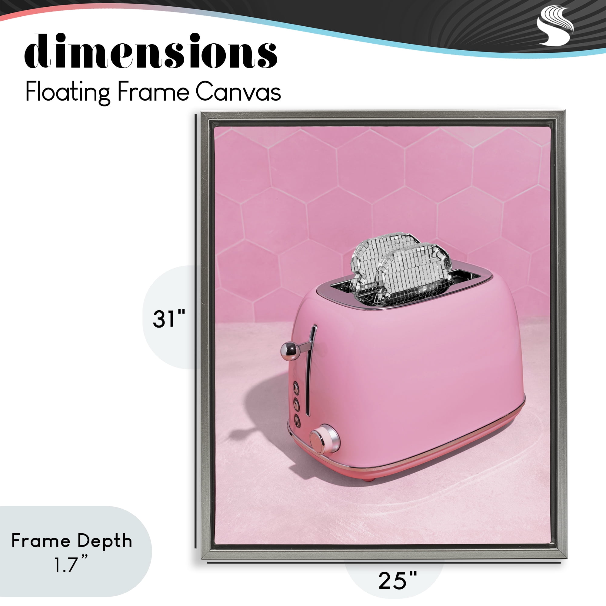 Stupell Industries Disco Toaster over Pink Gray Framed Floater Canvas Wall Art, design by LISH Creative