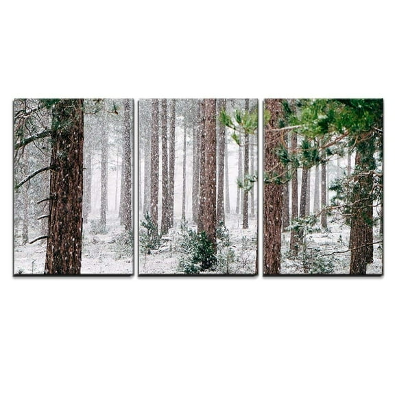 wall26 Canvas Print Wall Art Snow Through Winter Pine Tree Forest Nature Wilderness Photography Modern Art Rustic Scenic Relax/Calm Multicolor for Living Room, Bedroom, Office - 24"x36"x3