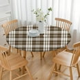 thumbnail image 3 of Plaid Tablecloth with Moroccan and Geometric Inspired Pattern, Retro Checkered and Striped Fusion Design, Rustic Farmhouse Dining Decor, 3 of 7