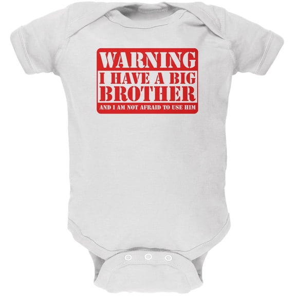 Warning Big Brother Soft Baby One Piece White 0-3 M