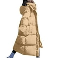 thumbnail image 2 of Ofreoo Women's Long Sleeved Woolen Cotton Jacket Pocket Zipper Medium Length Hooded Jacket Winter Coats for Women Deal for Days Holiday Decor, 2 of 6