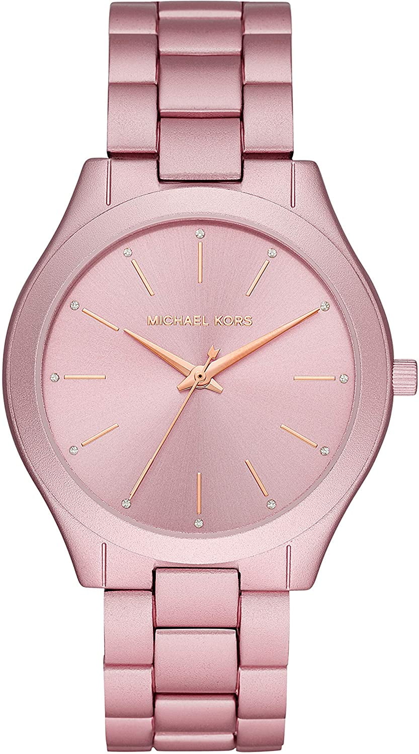 Michael Kors Women's Slim Runway Quartz Watch with Metal Strap, Pink, 20 (Model: MK4456