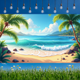 thumbnail image 5 of Tropical Palm Trees Beach Scene Ocean View Relaxation Banner for Vacation Home Decor Wedding Party, 5 of 7