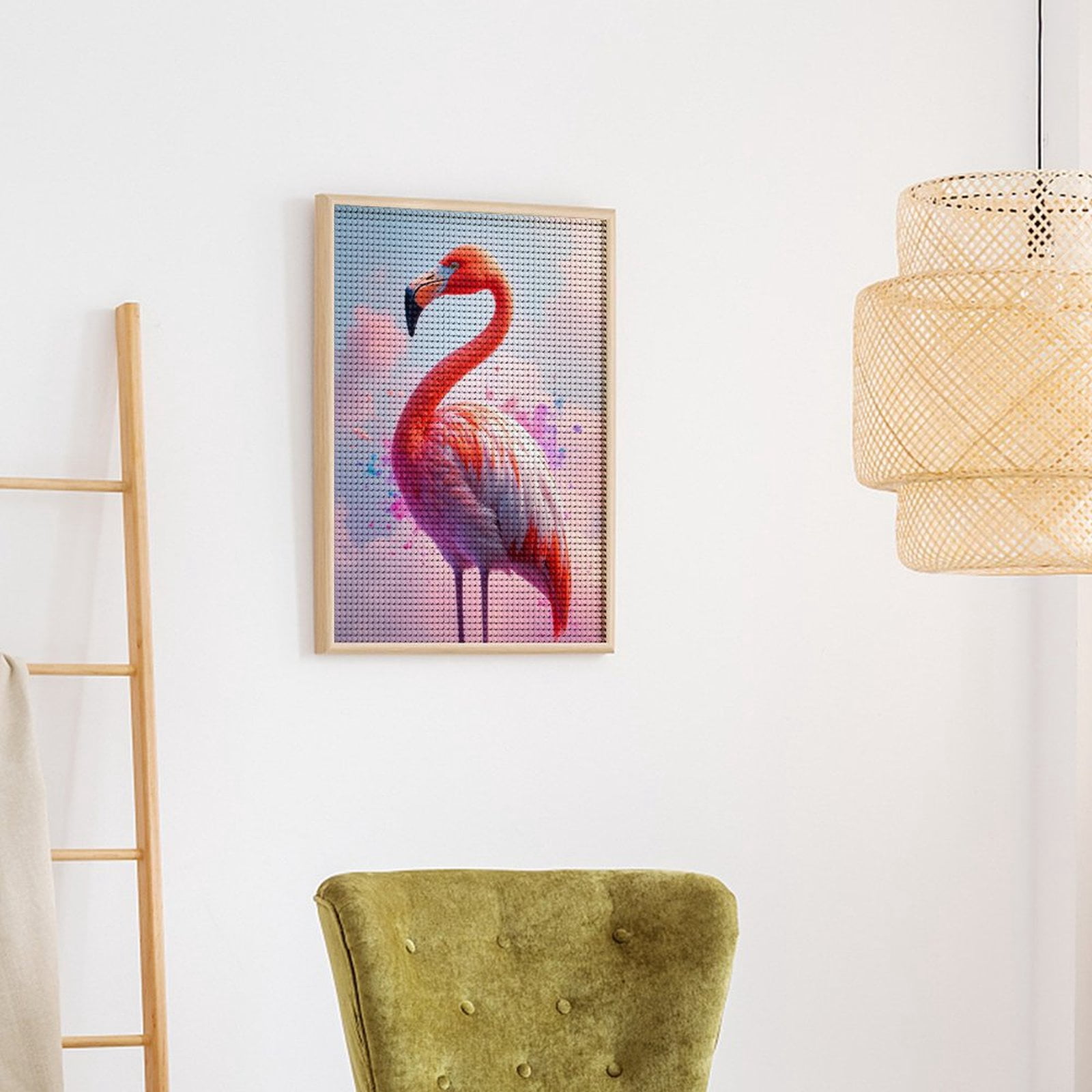 Diamond Art Kits for Adults, Pink Flamingo Colorful Sky 5D Diamond Painting Kits for Adults Beginners, DIY Full Drill Diamond Painting, Gem Art and Crafts 12x16