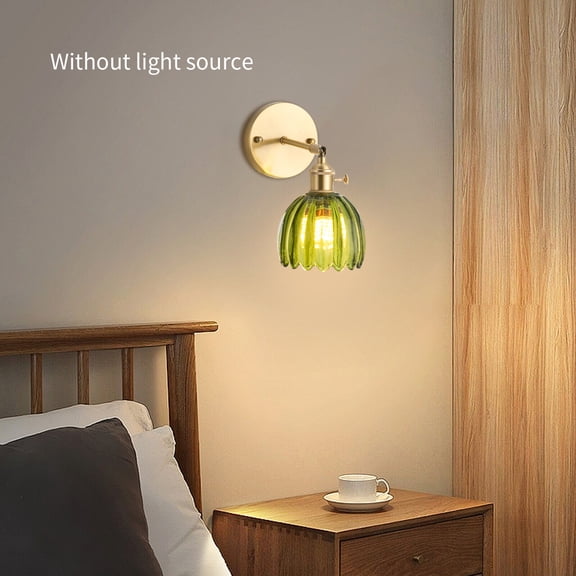 TFCFL Floral Wall Lamp Flower Glass Shape Wall Sconce Light Bedroom Bedside Lamp Wall Mount Lighting Fixture