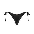 thumbnail image 4 of RELLECIGA Women's Black Tie Side Thong Bikini Bottom Adjustable Brazilian Bathing Suits for Women Size X-Small, 4 of 5