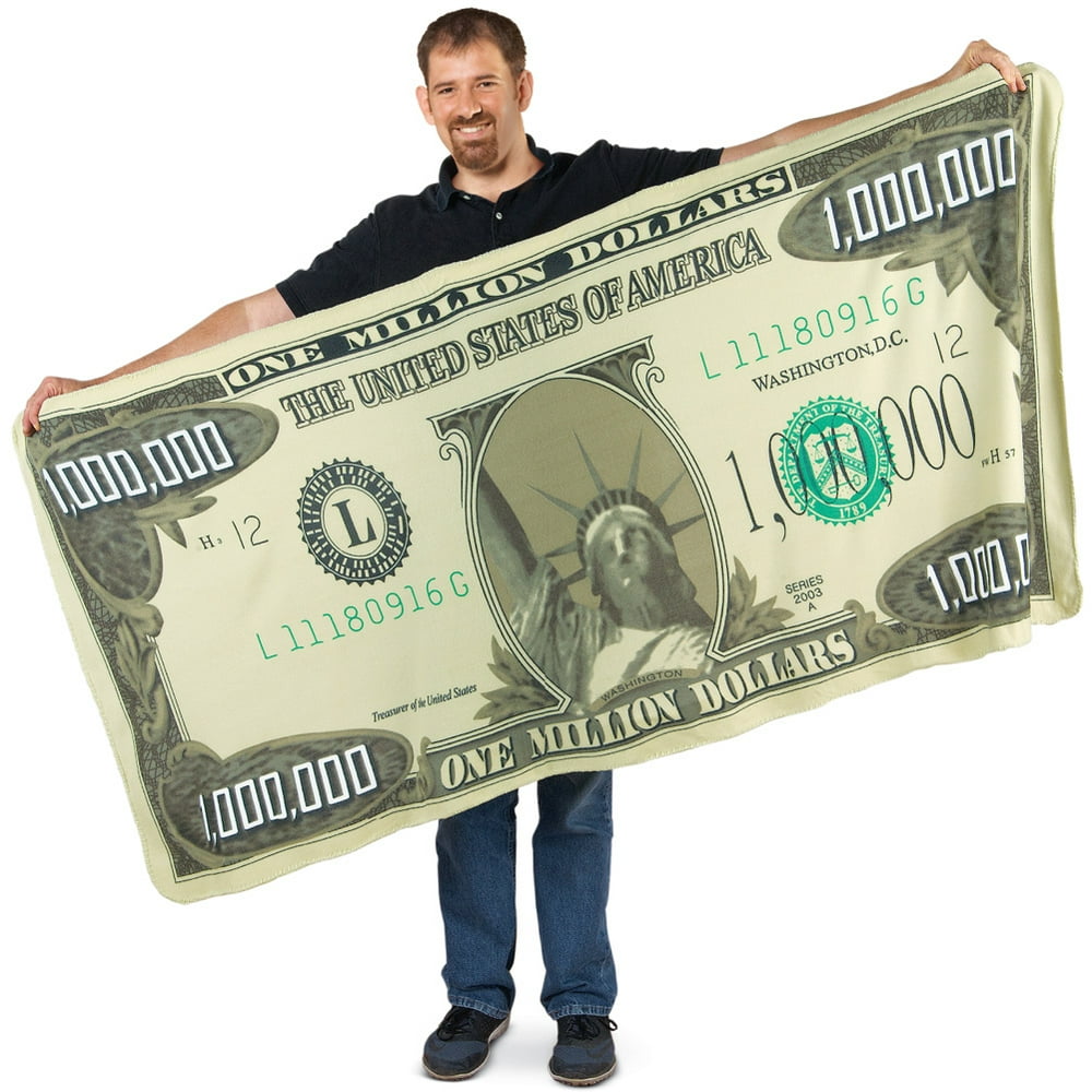 Bandwagon Million Dollar Bill Novelty Blanket Throw, 35 x 71 Walmart