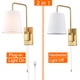 thumbnail image 4 of Juego de 2 apliques de pared AXILAND, pantalla de tela dorada, 120 V, 4 of 6