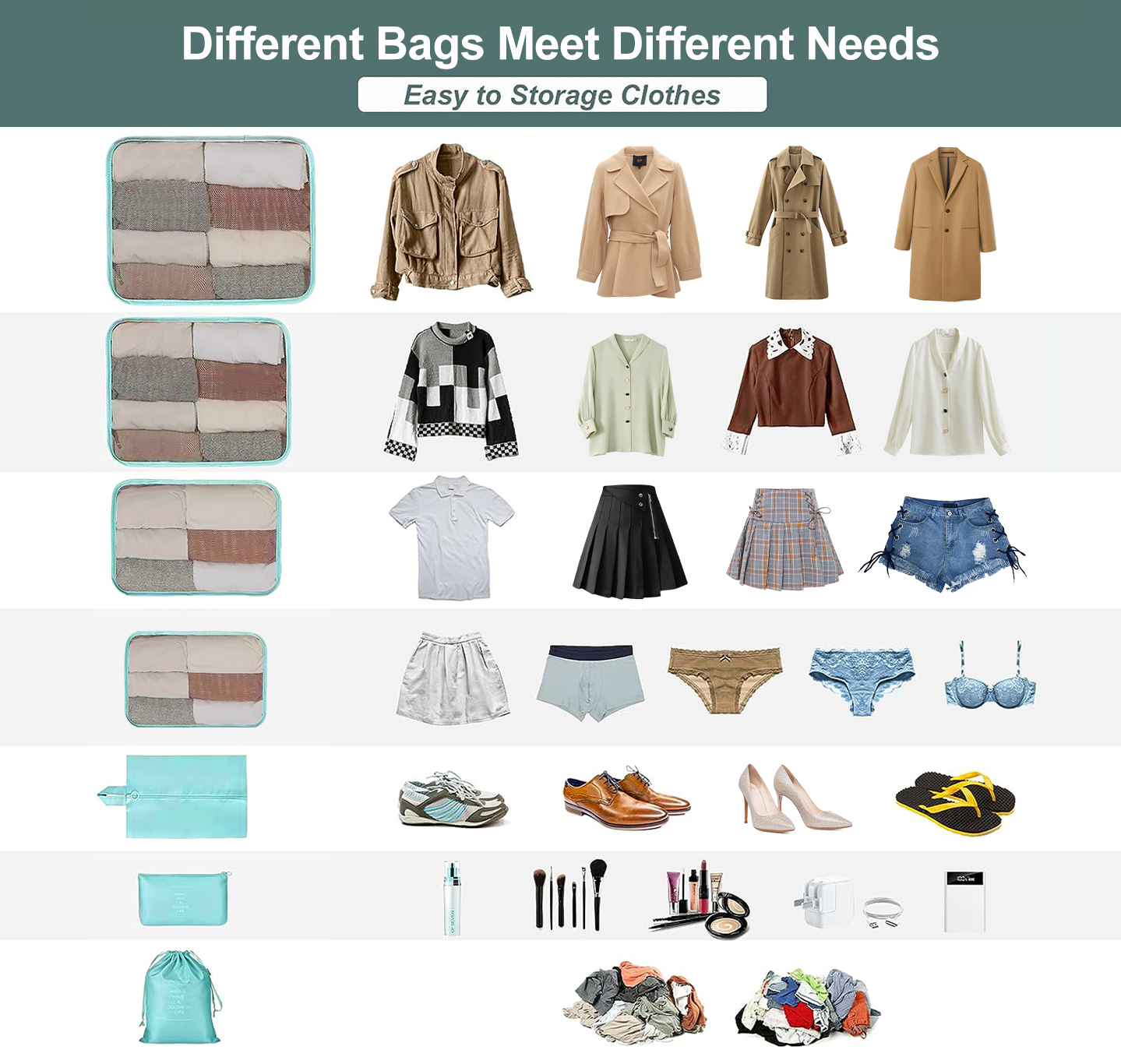 Cshidworld 9-Piece Packing Cubes with Toiletries Bag photo 5