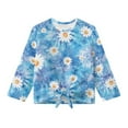 thumbnail image 5 of Xixirimido Daisy Blue Tie-dye Printed Girls Casual T-Shirt Crew Neck Tunic Tops Long Sleeve Loose Fit Soft Blouse Tie-hem Tees for Fall Winter, Size 9-10, 5 of 7